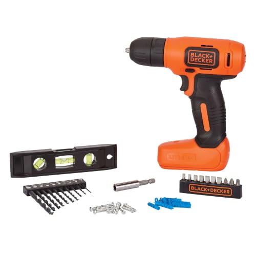 BLACK+DECKER 8V MAX* Cordless Drill + 43 pc. Home Decor Project Kit (BDCD8HDPK)