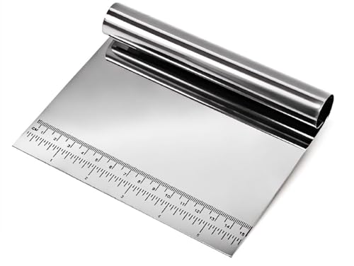 Dough Pastry Scraper Stainless Steel Bench Scraper with Measuring Scale Multipurpose for Butter, Cake, Onion, Vegetable, Pizza Cutter - Pastry Bread Separator