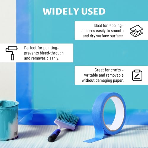 Lichamp 1 inch Blue Painters Tape Blue Masking Paper