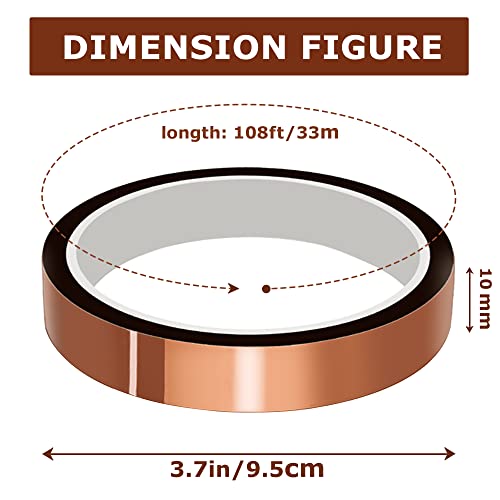 High Temperature Tape Heat Tape Heat Resistant Tape Heat Transfer Tape Heat Tape for Sublimation No Residue 10mm X 33m 108ft (Yellow-2 Roll) - color: A-Yellow-2 Roll