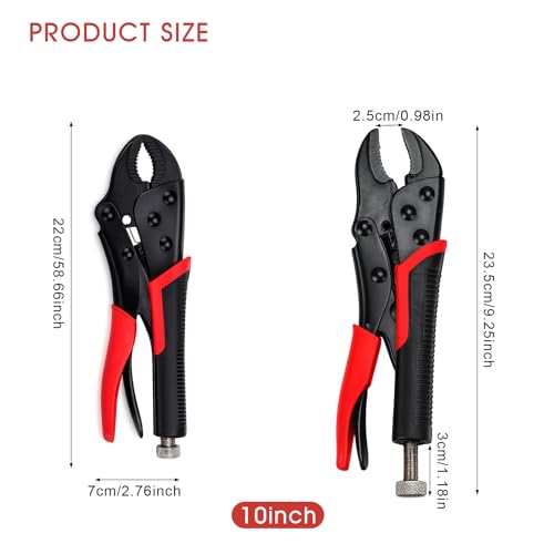 2pcs Locking Pliers Set, 10 Inch Curved Jaw Locking Pliers with Anti-slip Handle Heavy Carbon Steel Vice Grip for Clamping Twisting Welding (2pcs) - size: 10 Inch 2pcs