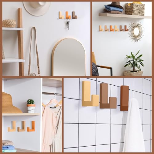 Teenyyou 6 Pcs Cute Kids Wall Hooks Adhesive for Backpack Neutral Colors - color: Neutral Colors