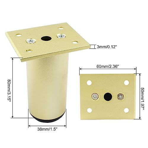 4-Pack Adjustable Aluminum Alloy Furniture Legs 3" Height Gold - color: Gold, size: 3 Inch