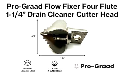 Flow Fixer Drain Cleaner Cutter Head 1-1/4", Spear, for 1-1/2" - 2" Pipes - style: 1-1/4" Four Flute (for 1-1/2" - 2" pipes)