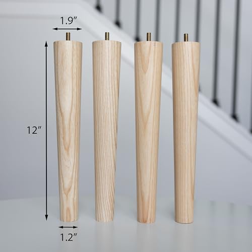 Airy Abode Premium Ash Wood Furniture Legs (Full Install Kit) - Pick Your Size and Color - color: Ash, size: 12 Inches