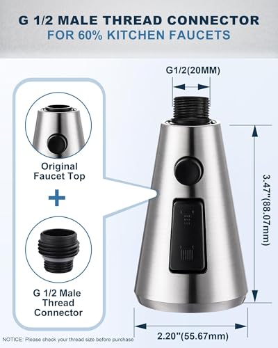 ALEASHA Pull Down Spray Head for Kitchen Faucet,3-Function Sink Spray Nozzle with 9 Adapters,Kitchen Faucet Head Replacement Compatible with Moen,American Standard Faucets,Brushed Nickel - color: Brushed Nickel