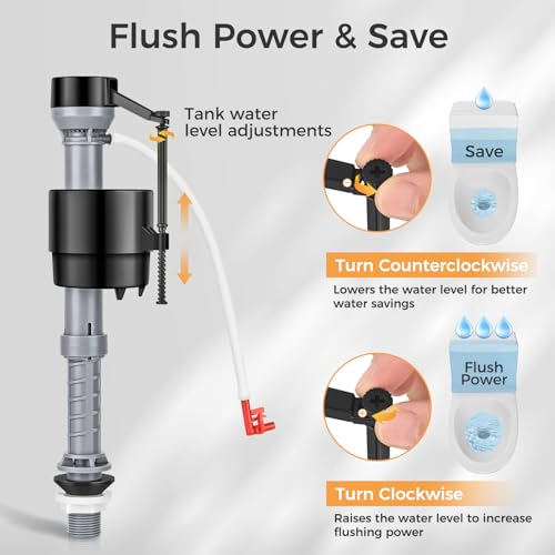 Universal Toilet Flusher Replacement Kit, Fill Valve, 2-Inch Flapper, Toilet Handle Lever, Adjustable, Quiet, Easy to Install, Complete Toilet Parts Inside Tank Kit (Red, 1-Pack) - color: Red