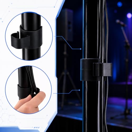 10 Pack 35mm Speaker Pole Cable Clips, Speaker Stand Cable Management Clips, Audio Cable Holders for Cord Organization, Wire Clips for Studio Equipment, PA Speaker Stands and Event Setup