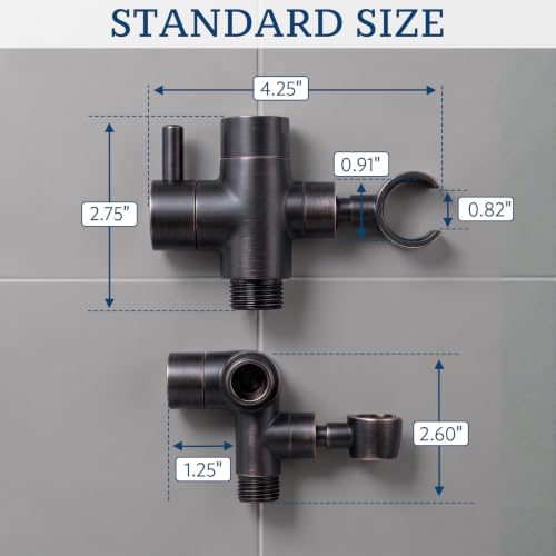 G-Promise Solid Metal Shower Head Diverter with Holder 3-Way - color: Oil Rubbed Bronze
