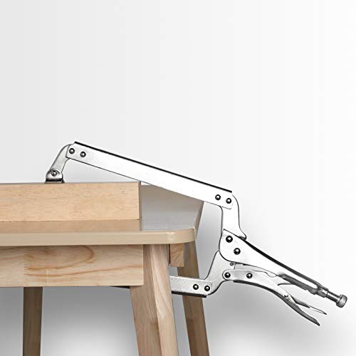 HOZEON 3 PCS 18 Inch C Clamp Welding Pliers with Swivel Pads, Heavy Duty Locking Pliers, Woodworking Clamps Set, Adjustable Nickel Plated C Plier for Wood Working, Electrician Maintenance - size: 3 PCS 18 In