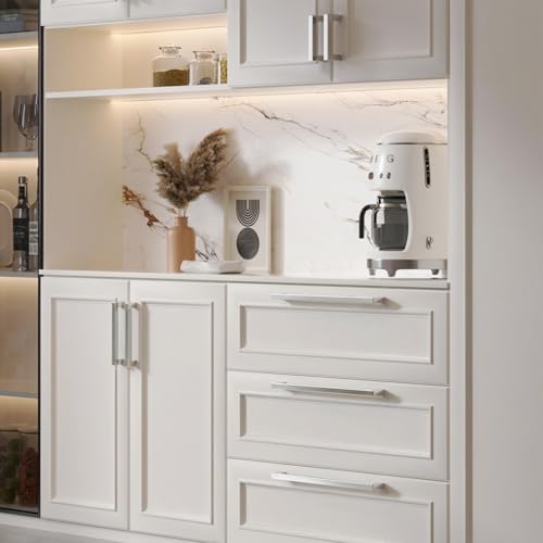 Goldenwarm Brushed Nickel Cabinet Pulls 20 Pack 10 Inch, Square Drawer Handles, Stainless Steel, Screws Included, Silver Kitchen Hardware for Cupboard Closet Furniture Upgrade - size: 10In(256MM) Hole Centers