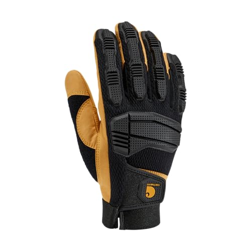 Carhartt mens High Dexterity Protective Knuckle Guard Glove - color: Black/Barley, size: Small