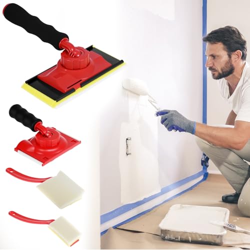 QWORK Paint Edger Tool Kit, 7 in + 4 in Paint Edger Trimmer, 10-Piece Paint Pad Applicator Kit, Corner Wall and Ceiling Pad Painting Tool
