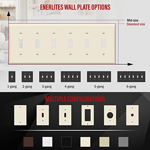 ENERLITES 6-Gang Toggle Light Switch Wall Plate Cover, 1 Pack, Light Almond - color: Light Almond, size: Standard Size