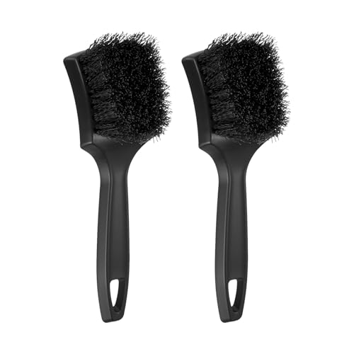 M METERXITY 2-Pack Bird Bath Cleaning Brush, 8.3 Inch Plastic Bird Bath Cleaner with Ergonomic Handle for Feeder/Fountain/Outdoor Cleaning, Utility Hard Stiff Bristle Scrub [Black] - color: Black