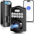 Ulecoce Y58 Deadbolt Smart Lock with Built-in WiFi, 5-in-1 Keyless Entry Fingerprint Door Lock for Front Door, App Control, Auto Lock, 15-Min DIY Install, IP54 Waterproof, Matte Black
