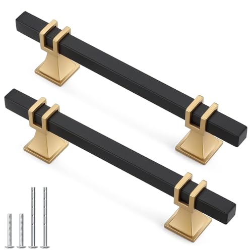 10 Pack 4 Inch Black and Gold Cabinet Pulls Black and Gold Cabinet Handles Kitchen Cabinet Pulls Dresser Drawer Pulls Kitchen Cabinet Hardware - color: Black & Matte Gold, size: 4 inch (102mm) Hole Center Pull