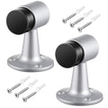 Yaocom 2 Pack Heavy Duty Floor Mounted Door Stop 3 in Aluminum Commercial Grade Door Stopper with Rubber Bumper & Stainless Steel Screws (Sliver) - color: Sliver