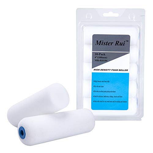 Mister Rui Paint Tray Liners (Paint Tray Liners Disposable*10, Paint Roller Frame*1,Paint Tray*1) with Foam Paint Roller 4 Inch (10 pcs)