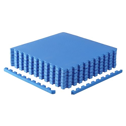 CAP 24-Inch EVA Interlocking Puzzle Mat, 1-Inch, Blue T Pattern, 1-Pack