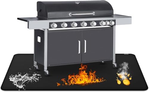 Under Grill Mat for Outdoor Grill, 48x70inch Double-Sided Fireproof Grill Pad,Perfect for Outdoor Barbecue Spots,Fireproof, Waterproof, and Oilproof - size: 48*70inch