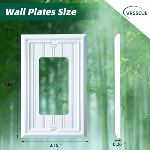 White Natural Material Single Decorator Switch Plate/Outlet Covers(4-Pack) - size: Single Decorator