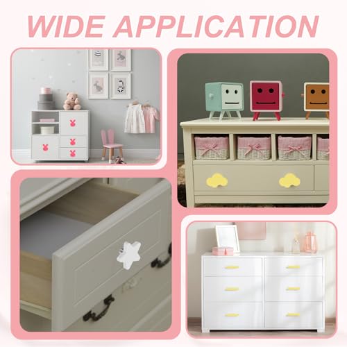 uxcell 4 Pcs Cabinet Knobs, 96mm Plastic Cute Dresser Pulls Cartoon Soft Rubber Drawer Handle Pulls with Screws for Bedroom Cupboard Closets Bookcase Kitchen, Strip, White