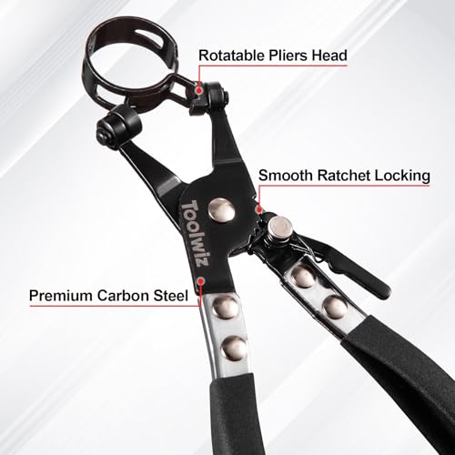 Toolwiz Hose Clamp Pliers Set, 4 Pcs Coolant Radiator Spring Clamp Pliers - size: 4 pcs Hose Clamp Pliers Set