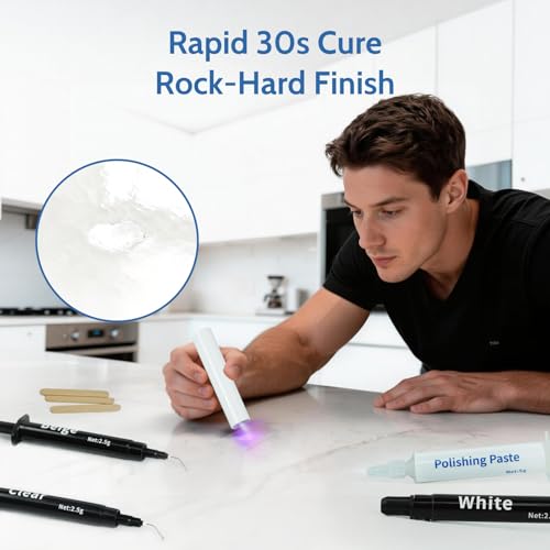 Quartz Countertop Repair Kit, Granite & Marble Repair Kit, 30s Quick-Drying Repair Chip for Edge Chips, Cracks, Scratches and Holes on Ceramic Tile, Bath Tub, Sink and Other Stone Surfaces - size: 0.09 Fl Oz (Pack of 3)