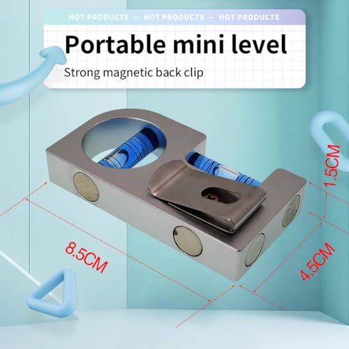 Solid aluminum alloy Mini level ruler portable mini level bubble meter with magnetic function TV stand installation (Silver Blue) - color: Silver Blue