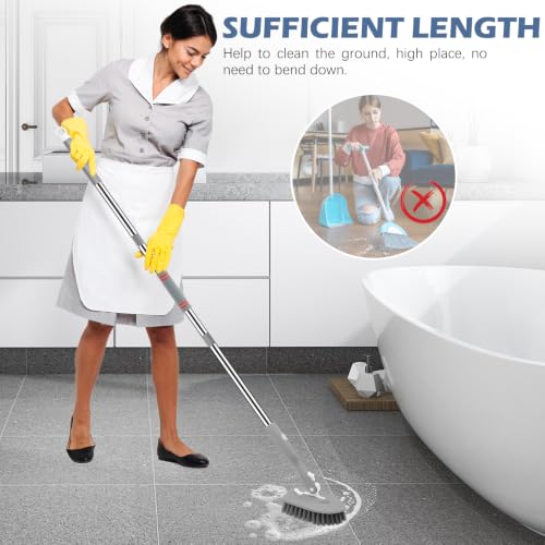 SetSail Tile Tub Scrubber Brush 3-in-1 Long Handle Shower Scrubber, Gray - color: Gray, size: 2 Pads
