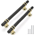 Rergy 10 Pack 5 Inch Hole Center Black and Gold Cabinet Handles - color: Black&Gold, size: 5-1/16in Hole Center(128mm)