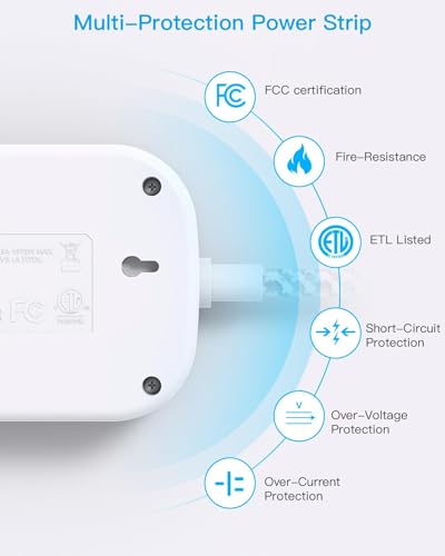 Cruise Essentials 2026,One Beat Travel Power Strip with USB C,Flat Plug - color: White, size: 10Ft