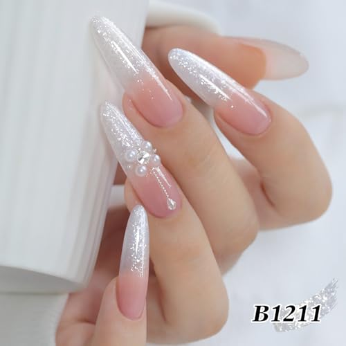 Double Rhythm 15ML Glitter Gel Polish Shimmer Reflective Holographic Color Magnetic for Nail Art Salon DIY at Home (Snow Glitter-B1211) - color: Milky Snow