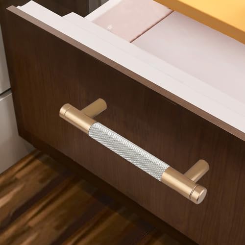 12 Pack 3 3/4 Inch 96 mm Bronze and Nickel Knurled Cabinet Handles Cabinet Pulls Aluminum Handles Pulls Oxidation Finish with Diamond Pattern 5" Length pulls (Classic-12, 3 3/4 Inch) - color: Bronze and Nickel Knurled, size: 3 3/4 Inch