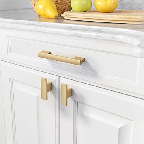Asidrama 10 Pack 3.75 Inch(96mm) Matte Champagne Gold Kitchen Cabinet Handles Gold Cabinet Pulls Cabinet Hardware for Cupboard Drawer - color: Gold, size: 3.75" Hole Center(96mm)