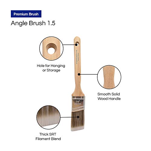 Pro Grade Angled Paint Brushes, 1.5 Inch Paint Brush Set for Trim, 3 Pc - size: 3 Ea 1.5A SC