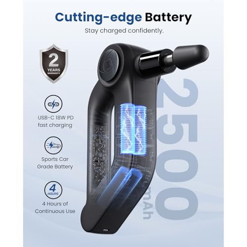 BOB AND BRAD D5 Pro Massage Gun with 13mm Amplitude, FSA-HSA Eligible, Professional Deep Tissue Percussion Massage Gun, Ergonomic D-Handle for Effortless Muscle Pain Relief, Birthday Gift for Men - color: Black