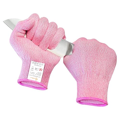 Evridwear Cut Resistant Gloves Food Grade Level 5 Kitchen Safety Protection (Medium, Pink) - color: Pink, size: Medium (Pack of 1)
