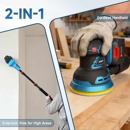 Electric Orbit Sander Kit with 8.2ft Pole,20V Random Hand Sanders 4.0AH,5.0 Inch Variable Cordless Sanders for Wood Working,Sanding