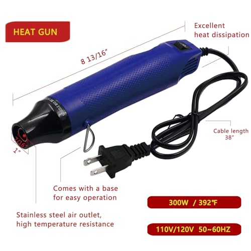 Wire Heat Shrink Tubing Kit + Mini Heat Gun for Shrink Tubing + 328pcs 2:1 Wire Shrink Wrap Tubing + for Wires,Shrink Wrap and Cable Repair. - size: Shrink Ratio 2:1 (328pcs)