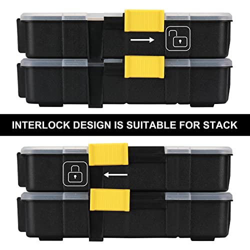 Mayouko Stackable Plastic Toolbox Organizer, Interlocking Small Parts Organizer, Compartment Toolbox for Screw,Nail,Hardware, 2PCS
