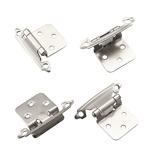 HOME MASTER HARDWARE Self Closing Overlay Cabinet Hinges 1/2" Variable Semi-Concealed Hinge for Kitchen Bathroom Hinges Flush Mount w/Cupboard Screws, Satin Nickel Finish 20 Pcs - color: Satin Nickel-20Pack, size: 1/2"Overlay