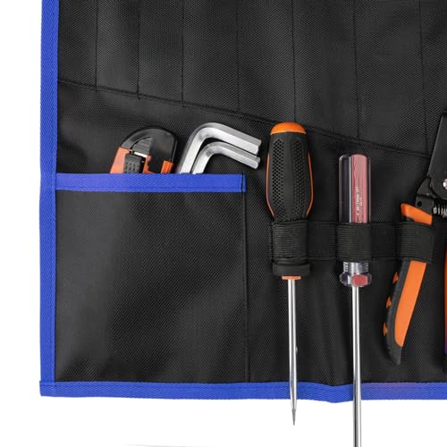 Wrench Roll Up Pouch – Wrench Organizer, Wrench Bag with Handle, Wrench Holder for Hanging - size: 19 Pockets Metric