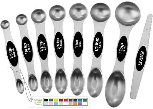 Spring Chef Stainless Steel Magnetic Measuring Spoons Set of 8, Black - color: Black, size: 1-Pack