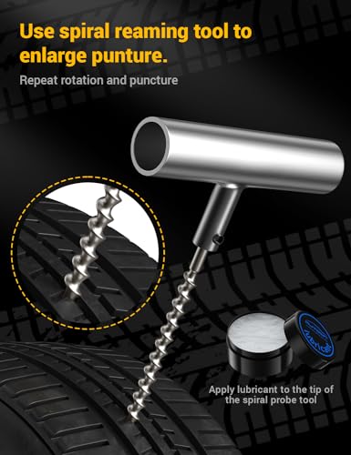 AUTOWN Flat Tire Repair Kit with Air Compressor, Professional Tire Plug Kit