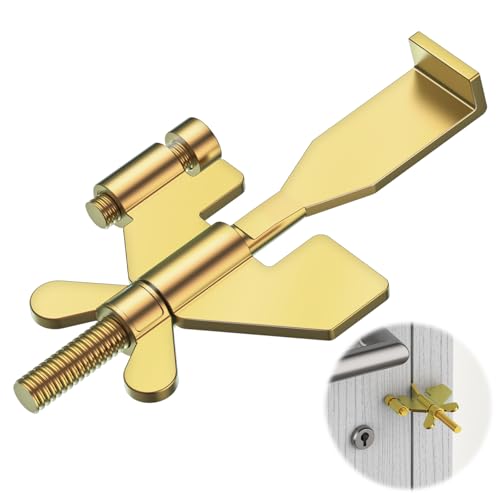 1 PCS Gold Portable Door Lock,Heavy-Duty Portable Door Lock for Home, Travel, Hotels, Apartments