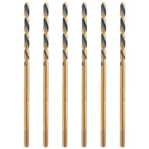 3/16" x 6" Extra Long Drill Bit (6 Pack), Aircraft Extension Drill Bits M2 High Speed Steel for Wood, Soft Metal, Plastic - size: 3/16 in