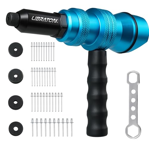 LIBRATON Rivet Gun Adapter for Electric Drill, Rivet Drill Attachment - size: 4 Sizes