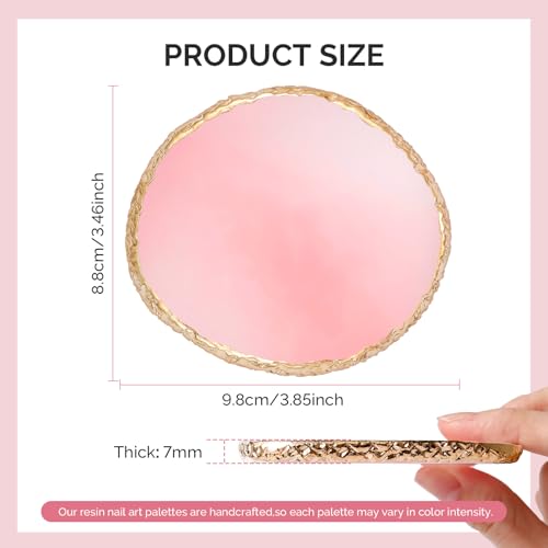 MelodySusie 1PC Round Resin Nail Art Palette with Mixing Spatula Pink - color: Pink Round With Spatula
